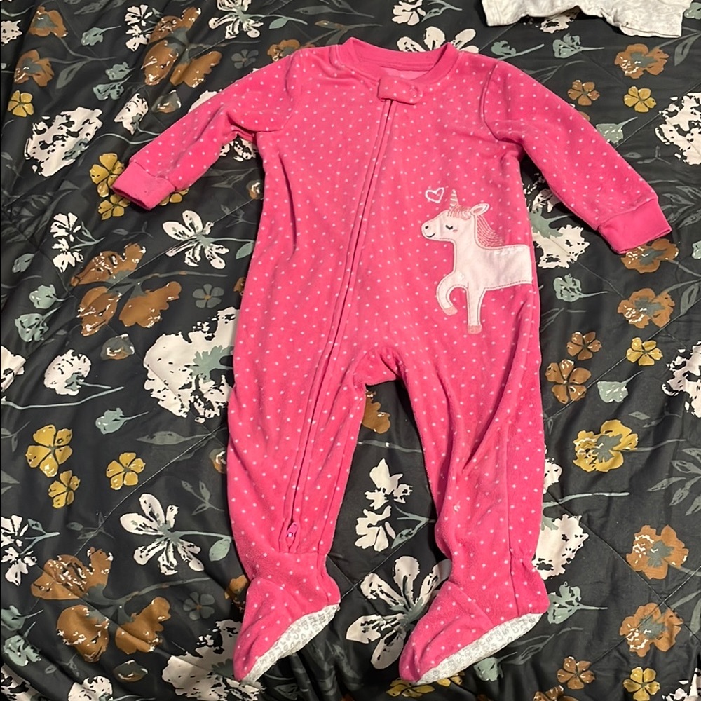 Carter's Pink Polka Dot Unicorn Footie